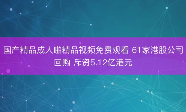 国产精品成人啪精品视频免费观看 61家港股公司回购 斥资5.12亿港元