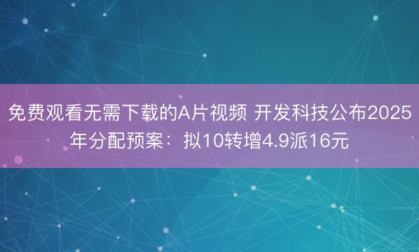 免费观看无需下载的A片视频 开发科技公布2025年分配预案：拟10转增4.9派16元