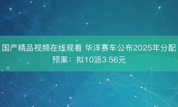国产精品视频在线观看 华洋赛车公布2025年分配预案：拟10派3.56元