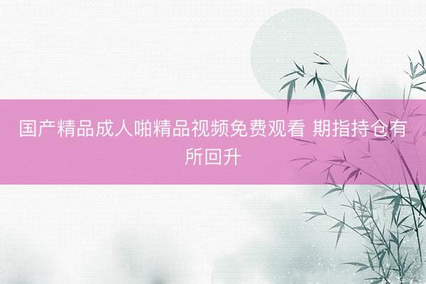 国产精品成人啪精品视频免费观看 期指持仓有所回升