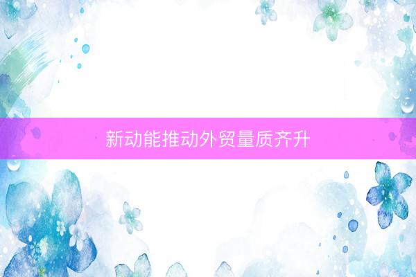 新动能推动外贸量质齐升