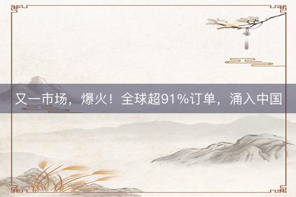 又一市场，爆火！全球超91%订单，涌入中国