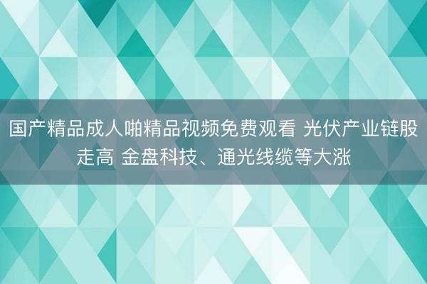 国产精品成人啪精品视频免费观看 光伏产业链股走高 金盘科技、通光线缆等大涨