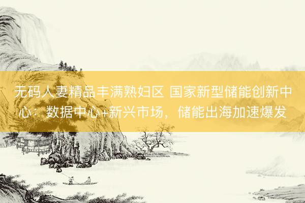 无码人妻精品丰满熟妇区 国家新型储能创新中心：数据中心+新兴市场，储能出海加速爆发