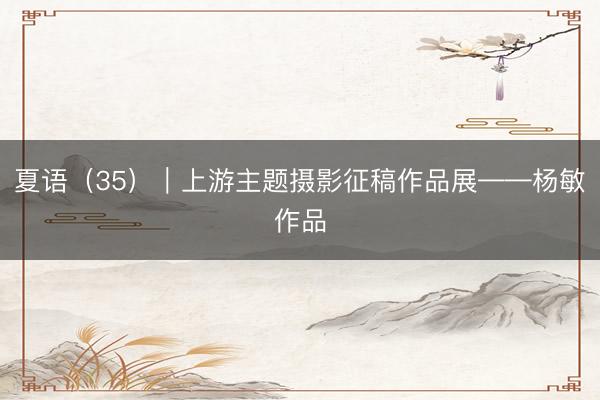 夏语（35）｜上游主题摄影征稿作品展——杨敏作品
