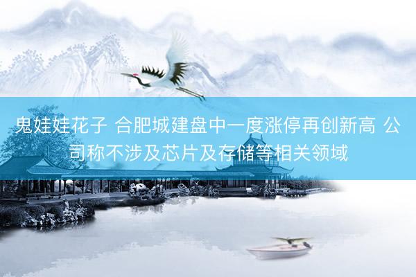 鬼娃娃花子 合肥城建盘中一度涨停再创新高 公司称不涉及芯片及存储等相关领域