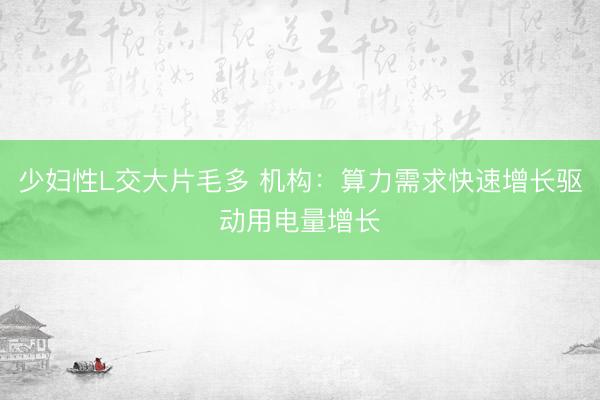 少妇性L交大片毛多 机构:算力需求快速增长驱动用电量增长