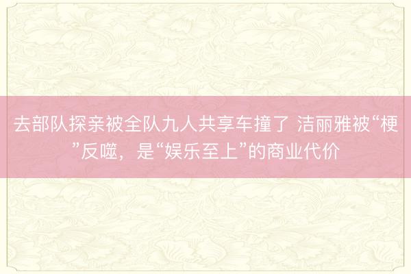 去部队探亲被全队九人共享车撞了 洁丽雅被“梗”反噬，是“娱乐至上”的商业代价