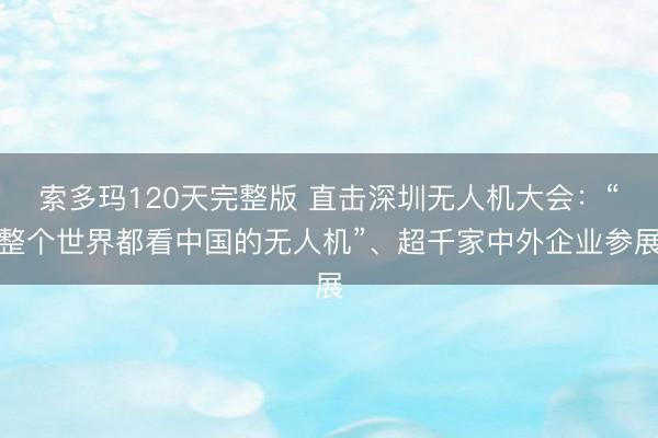 索多玛120天完整版 直击深圳无人机大会：“整个世界都看中国的无人机”、超千家中外企业参展