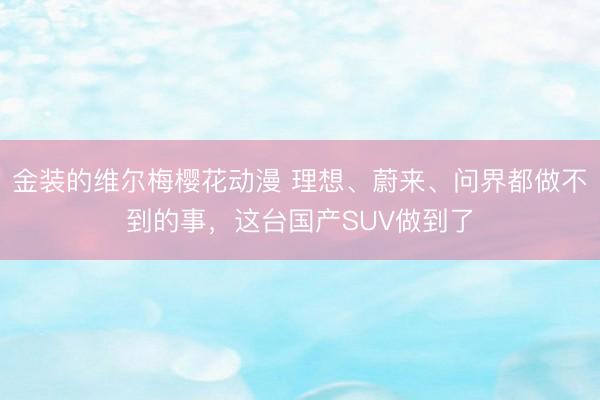 金装的维尔梅樱花动漫 理想、蔚来、问界都做不到的事，这台国产SUV做到了