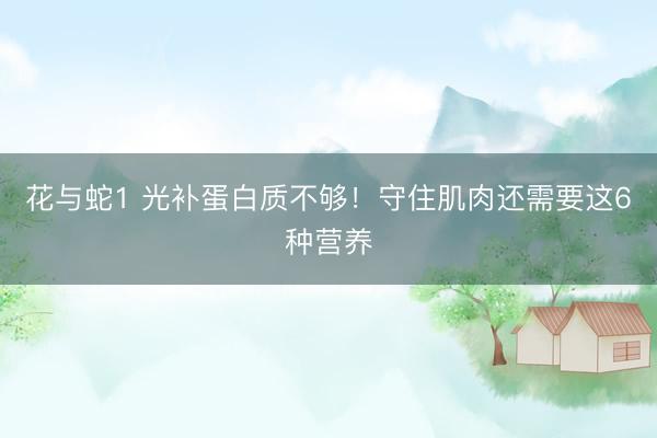 花与蛇1 光补蛋白质不够!守住肌肉还需要这6种营养