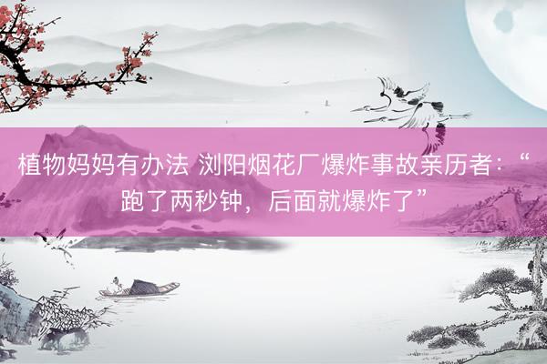植物妈妈有办法 浏阳烟花厂爆炸事故亲历者：“跑了两秒钟，后面就爆炸了”