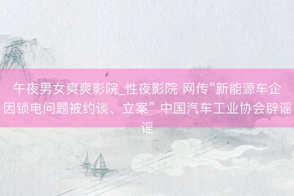 午夜男女爽爽影院_性夜影院 网传“新能源车企因锁电问题被约谈、立案” 中国汽车工业协会辟谣