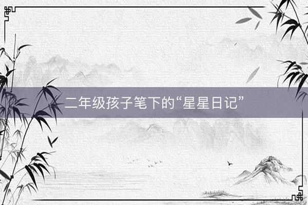 二年级孩子笔下的“星星日记”