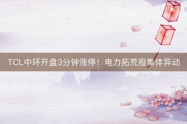 TCL中环开盘3分钟涨停！电力拓荒股集体异动