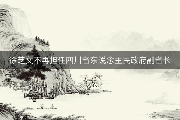 徐芝文不再担任四川省东说念主民政府副省长