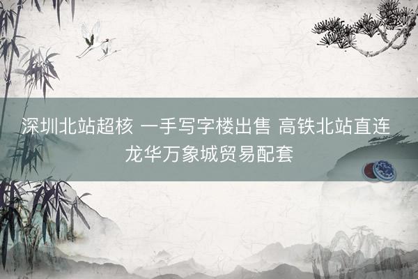 深圳北站超核 一手写字楼出售 高铁北站直连 龙华万象城贸易配套
