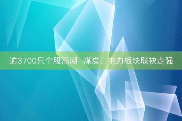 逾3700只个股高潮  煤炭、电力板块联袂走强