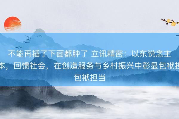 不能再插了下面都肿了 立讯精密：以东说念主为本，回馈社会，在创造服务与乡村振兴中彰显包袱担当