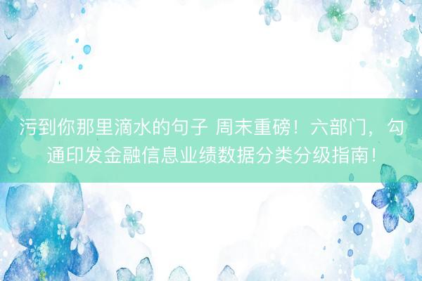 污到你那里滴水的句子 周末重磅！六部门，勾通印发金融信息业绩数据分类分级指南！