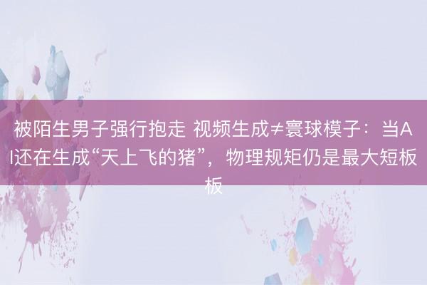 被陌生男子强行抱走 视频生成≠寰球模子:当AI还在生成“天上飞的猪”,物理规矩仍是最大短板