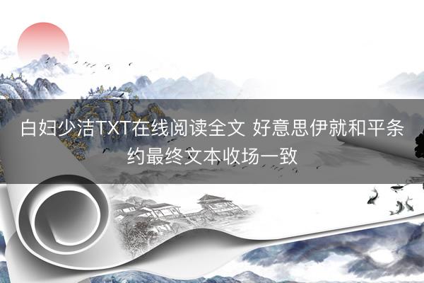 白妇少洁TXT在线阅读全文 好意思伊就和平条约最终文本收场一致