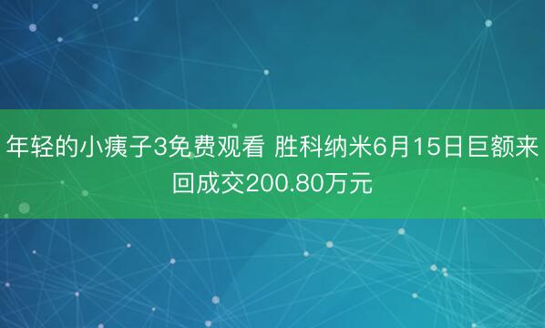 年轻的小痍子3免费观看 胜科纳米6月15日巨额来回成交200.80万元