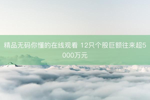 精品无码你懂的在线观看 12只个股巨额往来超5000万元