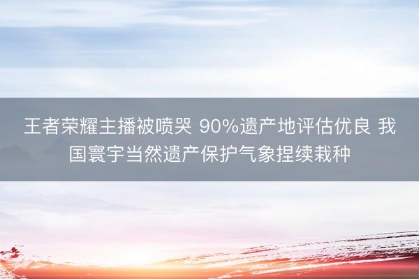 王者荣耀主播被喷哭 90%遗产地评估优良 我国寰宇当然遗产保护气象捏续栽种