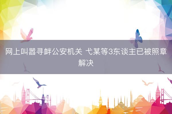 网上叫嚣寻衅公安机关 弋某等3东谈主已被照章解决