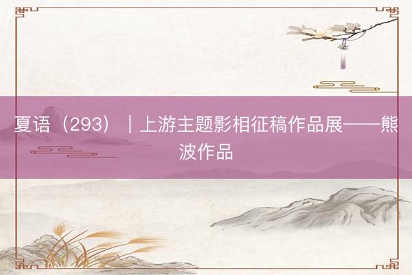 夏语（293）｜上游主题影相征稿作品展——熊波作品