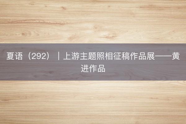 夏语（292）｜上游主题照相征稿作品展——黄进作品